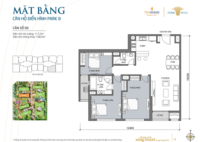Mặt bằng căn hộ điển hình số 06 toà Park 8