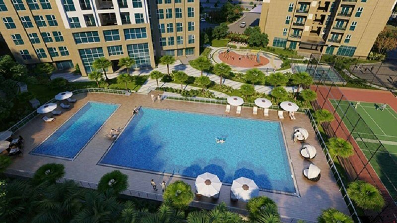 Bể bơi ngoài trời chung cư The Link 345 Ciputra