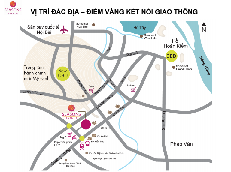 Chung cư Seasons Avenue sở hữu vị trí vàng đắc địa