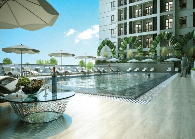 Bể bơi ngoài trời dự án chung cư Goldsilk Complex