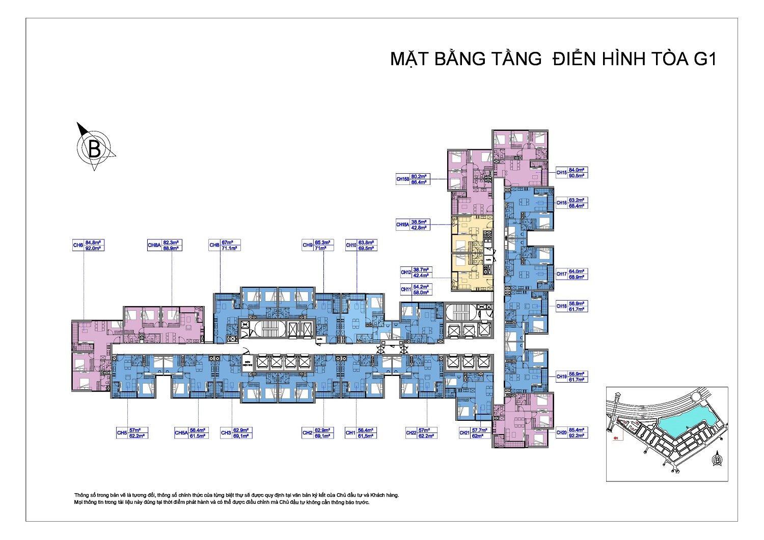 Mặt bằng các căn hộ chung cư Vinhomes Green bay Mễ Trì