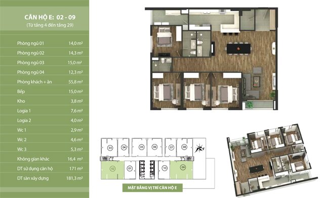 Thiết kế căn hộ điển hình 02, 09 Thiết kế căn hộ điển hình 02, 09