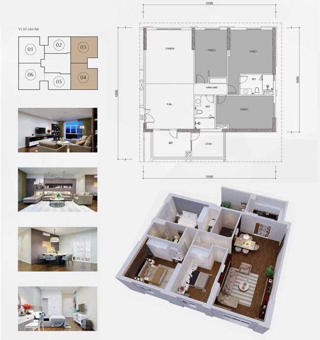 Thiết kế căn hộ điển hình 03 - 04